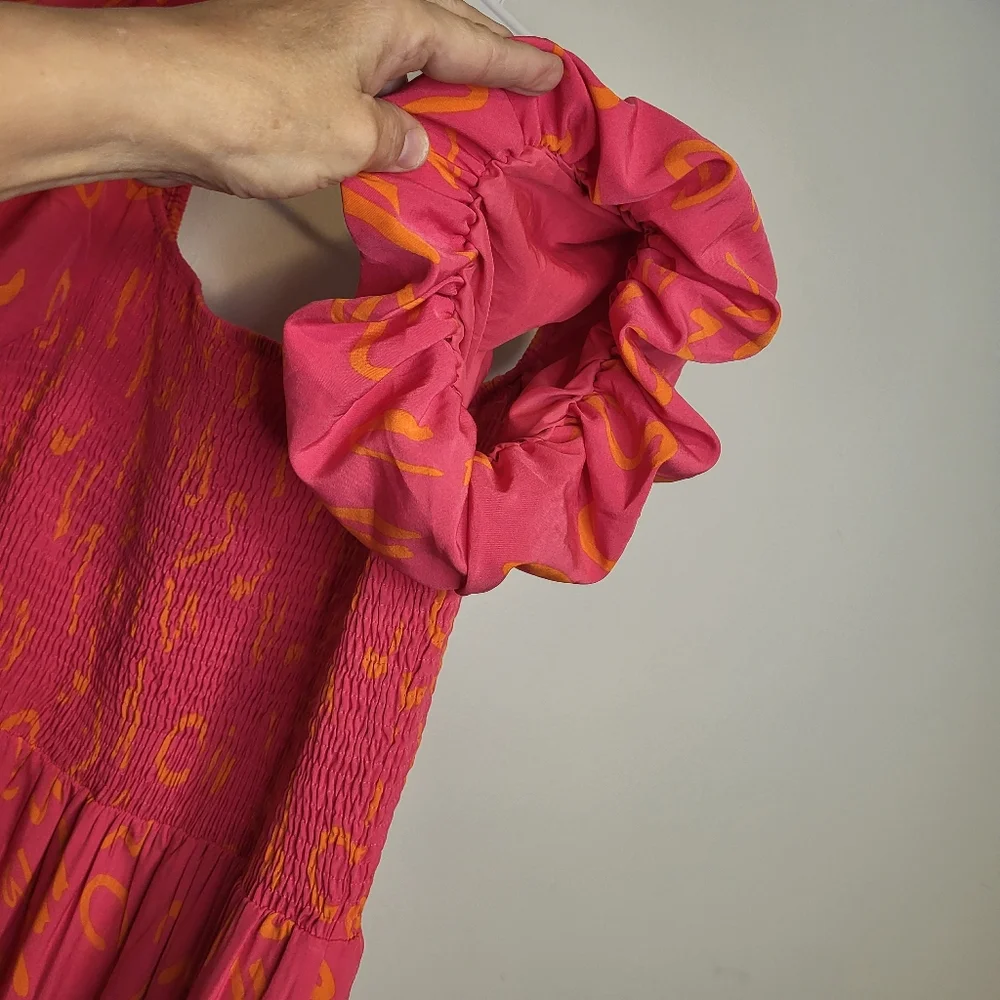 Pretty Garden New With Tags Orange & Fuchsia Floral Maxi Dress Pullover L–XL - Picture 6 of 12
